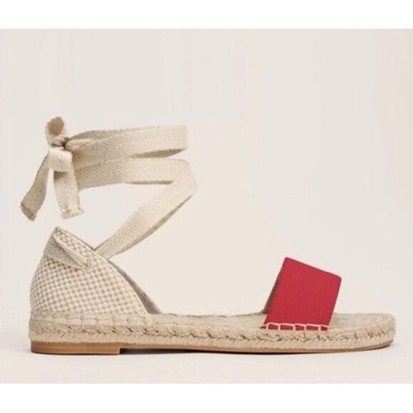 Reformation Women’s  Lily Espadrilles Shoe  Red/Cream Size 6 R - Picture 1 of 10